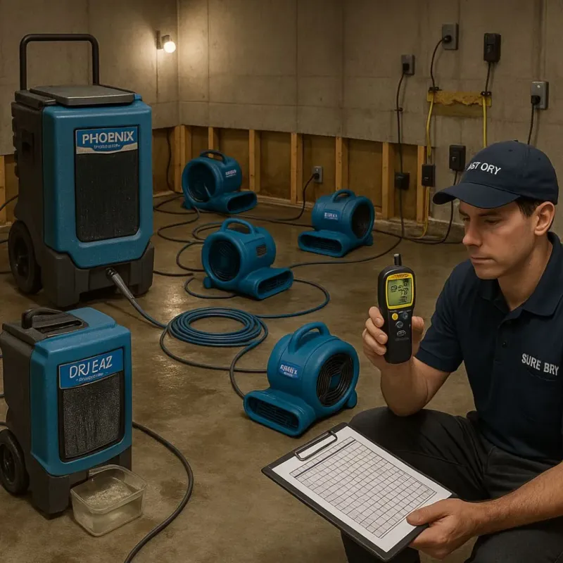 Structural Drying and Dehumidification process in Goulds, FL